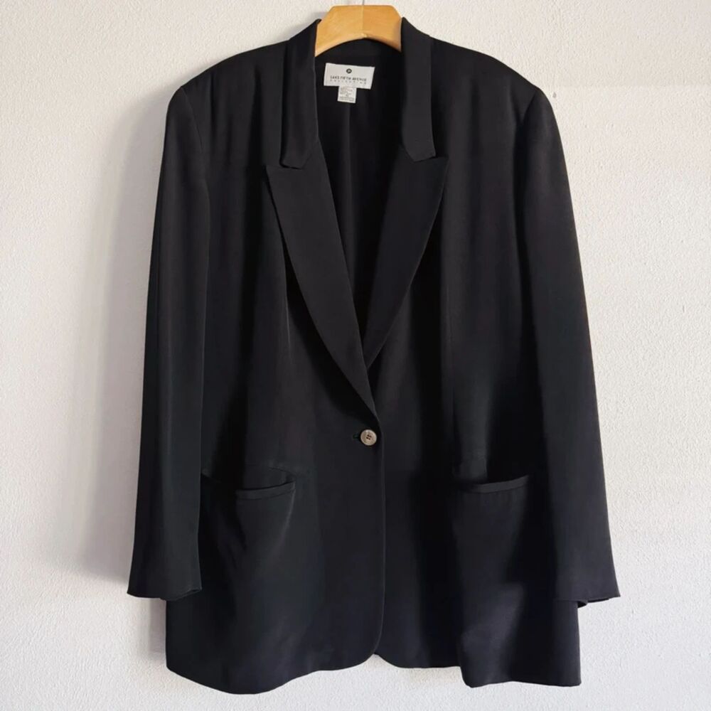90s vintage black silk blazer